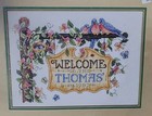 Sunset Dimensions Counted Cross Stitch Family Welcome Sign Kit 13602 Vtg 90 s