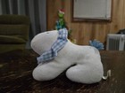 Vintage Eden  Terrycloth Gingham Lion Blue White Rattle Lovey Baby Plush