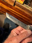 Vtg Custom Hand Forged 9-1 4    Carbon Steel    tanto Bld    Knife W  2-1    Nut Handle