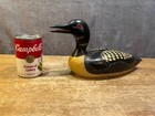 Hand Carved And Painted Wood Loon Signed marked Folk Art Decoy Sculpture Unique
