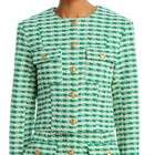 Aqua Green 5 Button Tweed Short Jacket Blazer Women s Size Small