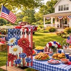 4th Of July Patriotic Garden Flag 12x18 Double Sided Burlap  American Flag Daisy