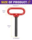1 2  X 4  Tow Hitch Pin Rubber Coated Red Handle Pin For Tractors Towing Atv