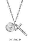 Sterling Silver Crucifix And St  Michael Medal Double Pendant Necklace 24 