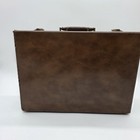 Vintage Brown Hard Case Suitcase 17x12 Distressed Brass Hardware Retro Luggage