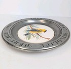 Vtg National Wildlife Federation Goldfinch Bird Pewter Plate With Tile Insert