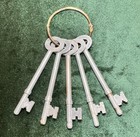                5 Vintage Antique Big Large Solid Barrel Iron Skeleton Keys Yale 