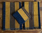 Fieldcrest Yves Saint Laurent 2 Hand Towels   Facecloth Blue Gold Stripe Vtg 70s