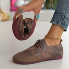 Women   s Vintage Lace Up Flats Soft Leather Casual Oxford Sneakers Plus Size