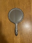 Vintage Ornate Silver Plated Hand Mirror Art Nouveau Floral Repousse Excellent