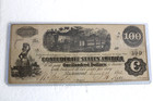 1864  100 Confederate States Of America Note Civil War Currency Rare Back Cancel