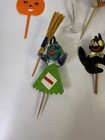 Vintage Halloween Cake Cupcake Toppers Picks Devil Owl Cats Rare Oz Green Witch