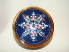 Striking Vintage Hand Enameled Copper Powder Or Trinket Box