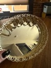 Vintage Oval Mirror Vanity Tray  Perfume  Brass Or Gold Tone Filigree