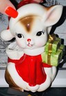 Htf Vintage Relpo Reindeer With Santa Suit And Gifts Planter               
