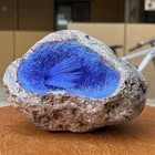 3 8 Lb Blue Goethite Crystal Geode Specimen - Fibrous Mineral For Home Decor