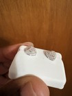 Heart Pav   Stud Earrings Silver Metal White Round Stones Stackable