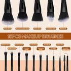 Black Makeup Brushes Set  15 Pcs Professional Premium Synthetic Foundation Conto