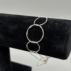 925 Sterling Silver Hammered Circle Link Bracelet Modernist Delicate 7 5 