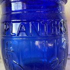 Planters Mr Peanut Cobalt Blue Depression Glass Barrel Store Counter Jar Running