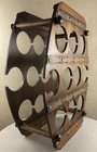 Vintage Spanish Revival Wood Wine Barrel Bottle Rack Medieval Rustic Crusaders