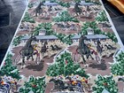 50   s Hand Print Trotters Kentucky Derby Horse Race Barkcloth Era Vintage Fabric