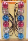 Vintage Goody 6 Large Twin Bead Ponytail Holders Usa  9690 Clear Red Blue  New