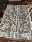 Antique Lace Tablecloth With Net And Bobbin Lace Motifs - 19th Century  Handmade