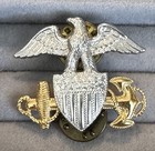 Vintage Us Navy Military Usn Officer s Hat Badge Insignia Emblem Single Anchor
