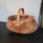 Antique Small medium Woven Splint Oval Egg Buttocks Basket 