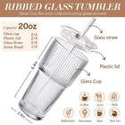Iced Coffee Cups With Lids 2pcs  Ribbed Glass Tumbler Large 