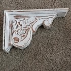 Antique Distressed White Reclaimed Wood Corbel  Carved Floral  11  X 7  X 3 