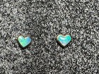 Gorgeous Vintage Kabana  for Na Hoku  Oahu  14kt Opal Heart Inlay Earrings