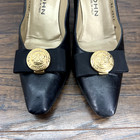 St John Womens Size 8aaaa Shoes Heels Pumps Vintage 80s Black Leather Bow 
