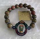 Bracelet Takrud Naga Dragon Unakite Stone Lottery Gambling Thai Buddha Amulet