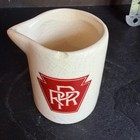 Vintage Pennsylvania Railroad Prr Red Keystone Logo Ceramic Creamer Pitcher 2 5 