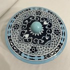 Vintage Daher England  Biscuit Tin Blue Floral 6 1 2   cottagecore Trinket Box
