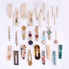 28pcs Pearl Acrylic Resin Hair Clips  Brown Alligator Hair Barrettes  Fancy Geom