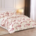 Christmas Duvet Cover Set 3pc Deer Berry Pine Snowman Village Microfiber Zipper