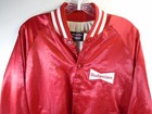 Vtg Anheuser Busch Budweiser Satin Jacket Large Red white 1980 s A   Eagle Usa