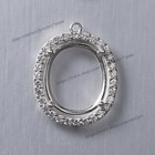 Pre Notched Sterling Silver Cabochon Settings Pendant earring Dangl Oval 4 Prong
