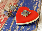 Rare Original Wwii Us Coast Guard Sweetheart Bakelite Brooch   Sterling Earrings