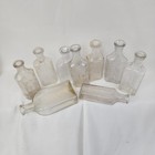 Lot Of 9 Embossed Glass Medicine Bottles Lot Apothecary Bottles