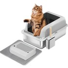 Dark Gray - Furkid Stainless Steel Cat Litter Box With Lid  Xl Large Litter Box