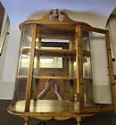 Antique Mahogany Curved Glass Mirror Curio Display Case Wall Cabinet Shelf