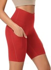  Women s Tummy Control Yoga Shorts 2 0 With Pockets High Large 8  Inseam Red