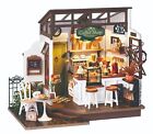 Rolife Led Minature Dollhouse Diy Mini Cafe House Miniature House Kit Xmas Gifts