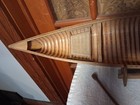 Vintage Am Wooden Large 27  Canoe Model 2 Paddles   Stand original Box