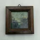 Vintage Miniature Wooden Framed Art Prints 2 75x2 75    Rustic Retro Decor