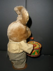 Russ Rabbit Playing Drum Wind Up Toy With Tag 7  Works Great  n15 